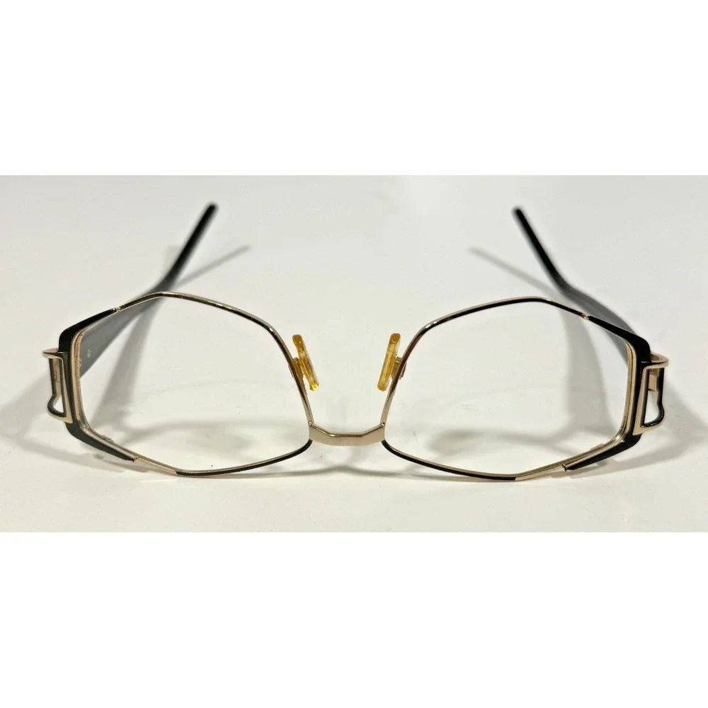Bella Italia 311 Eyeglass Frames Womens 53-19-130 Black Gold Geometric Hexagon